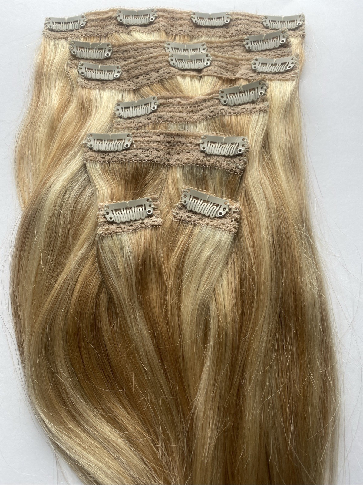 Dalise 24″ Clip In Human Hair Extensions Dirty Blonde Bleach Highlight 7pc 120g