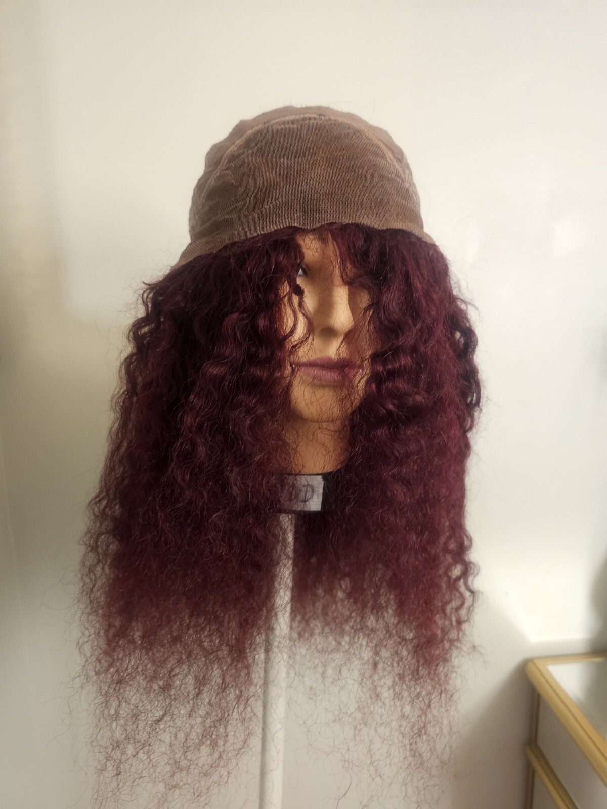 High Quality regular Top Reddish 24″wavy curly 150% Virgin Human Hair Lace Wig