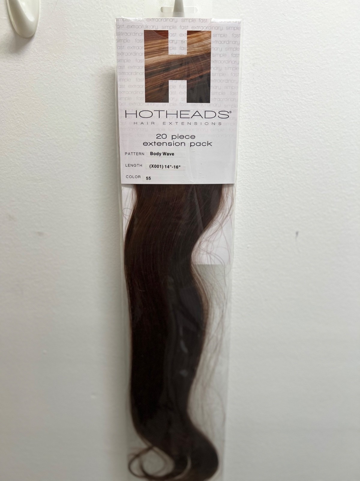 Hotheads, Tape In Hair Extensions, #55, 14-16′ , Body Waved.