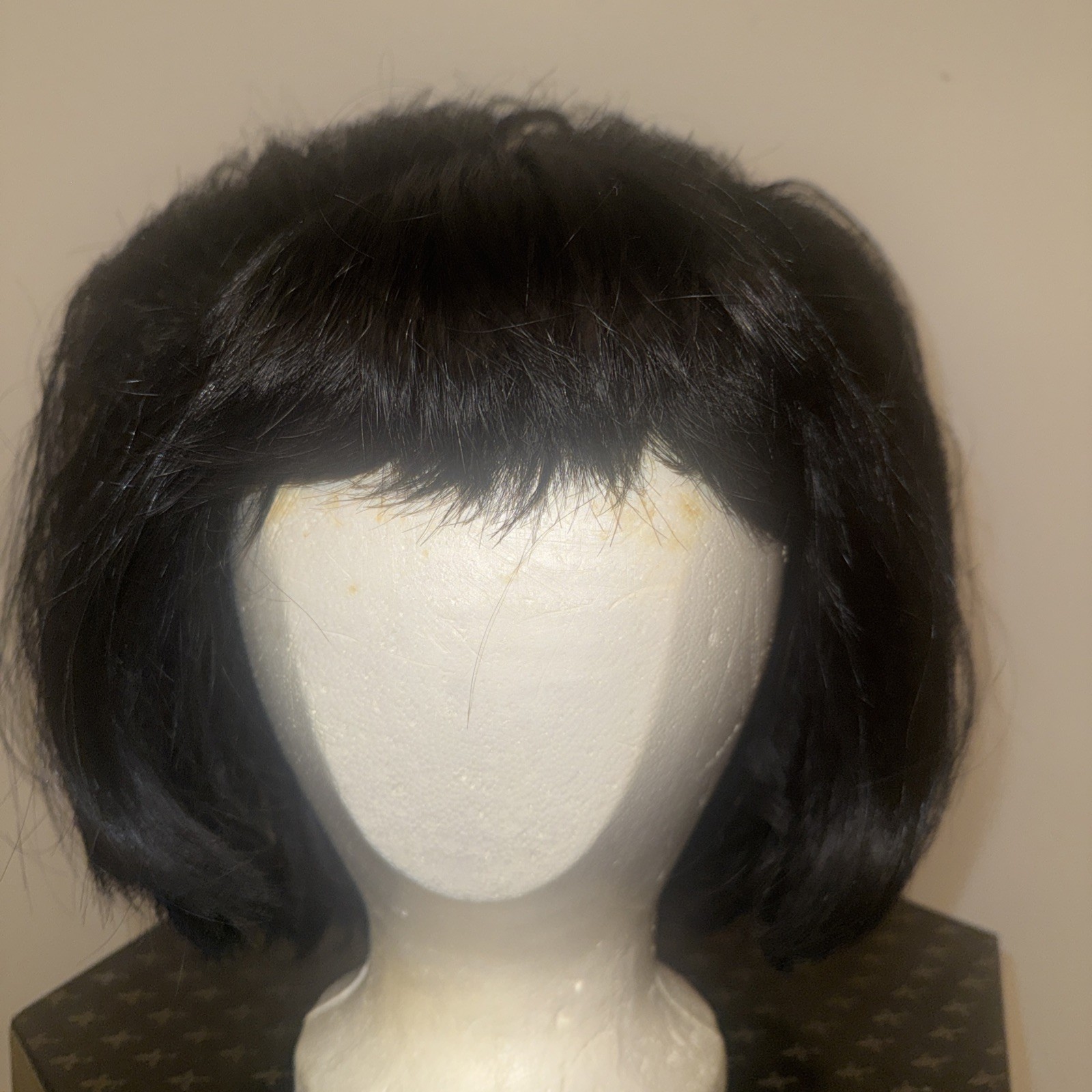 VTG 1960/70s 100% Kanekalon Chevolon Wig Bouffant Bob Black W/ Original Box