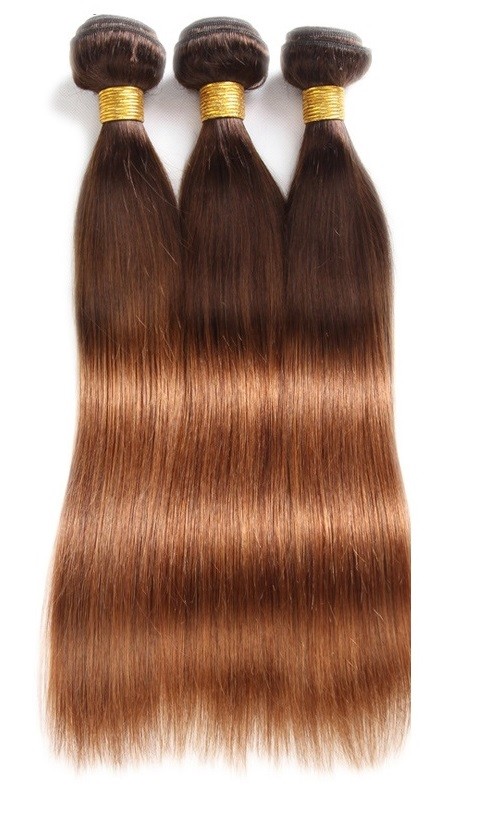 Straight Sew In Hair Weave Extension 100 Human Brown/Copper #4/30 One Ali Bundle