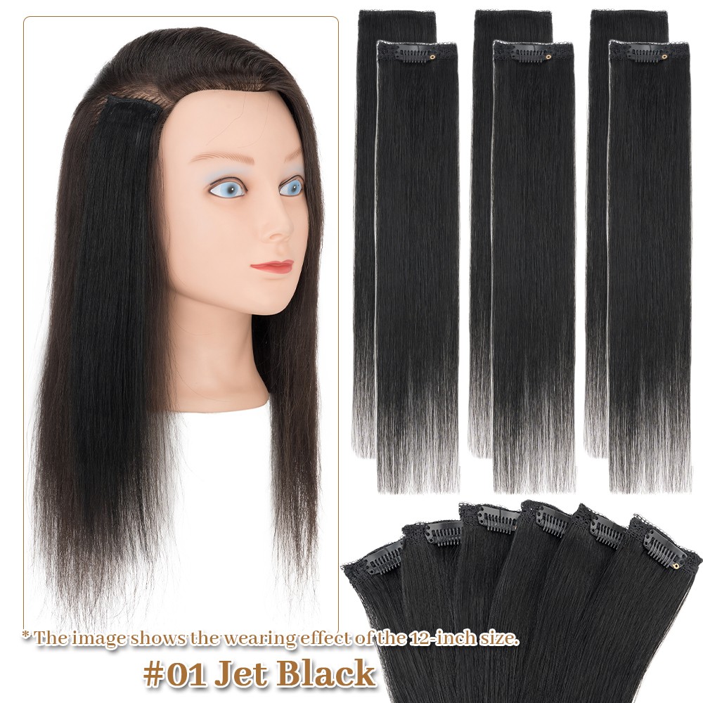 Clip In Remy Human Hair Pad Extensions Soft Hairpiece One Pieces 6Pieces 6Clips