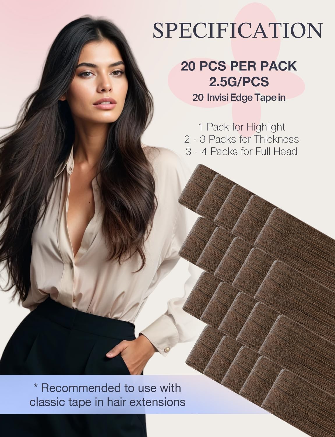 Doores Invisi Edge Tape In Hair Extensions Chocolate Brown 10 Injection