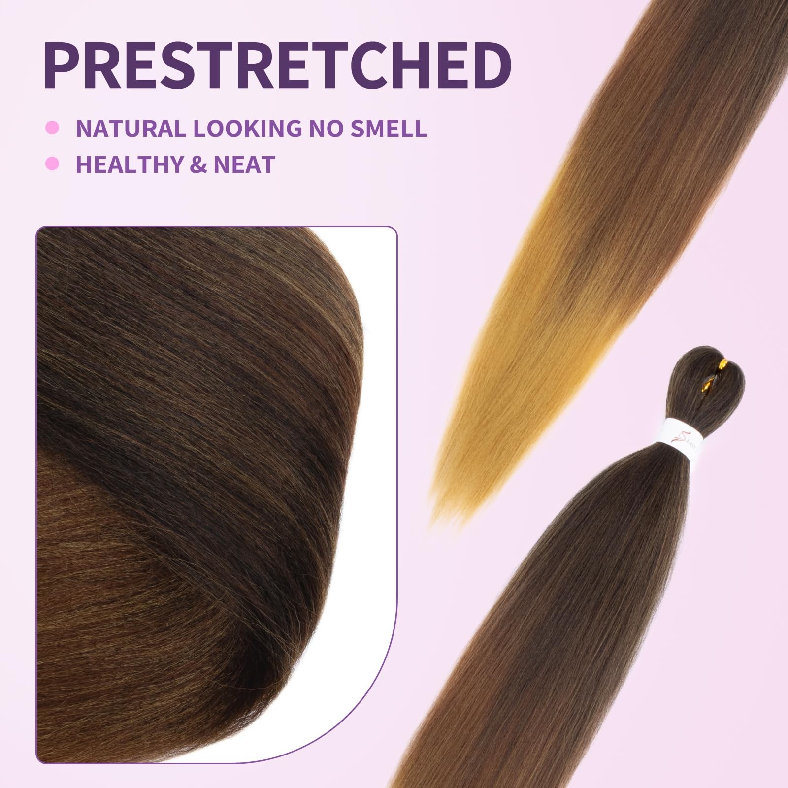 28 Inch 8Packs #1B/27/30 Pre Stretched Braiding Hair For Women | Low Temperat…