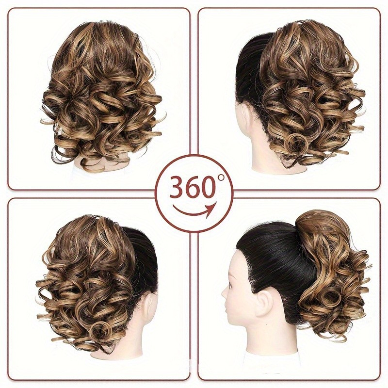 Women’s Curly Wavy Ponytail Extensions Curly Straight Synthetic Hair gold