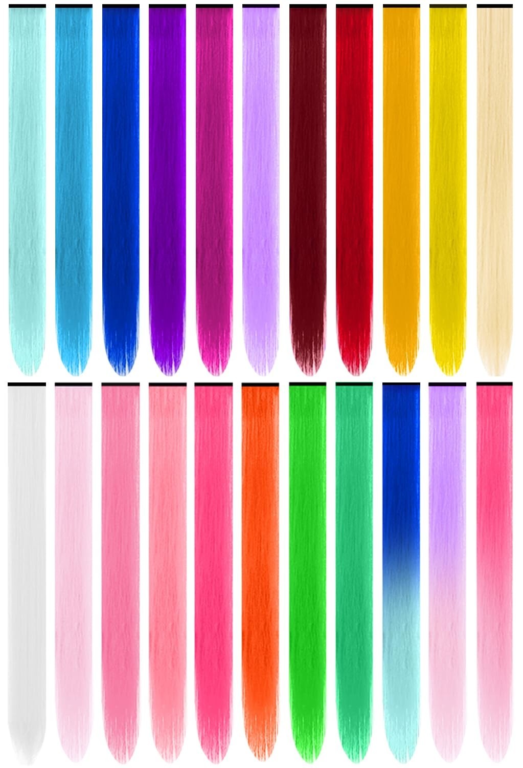 22 Inch Multi-Color Clip-In Synthetic Hair Extensions for Parties & Cosplay