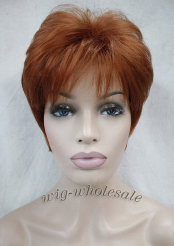 Women Short Wig Bob Pixie Brown Blonde Mix Natural Full Hair Wigs Daily