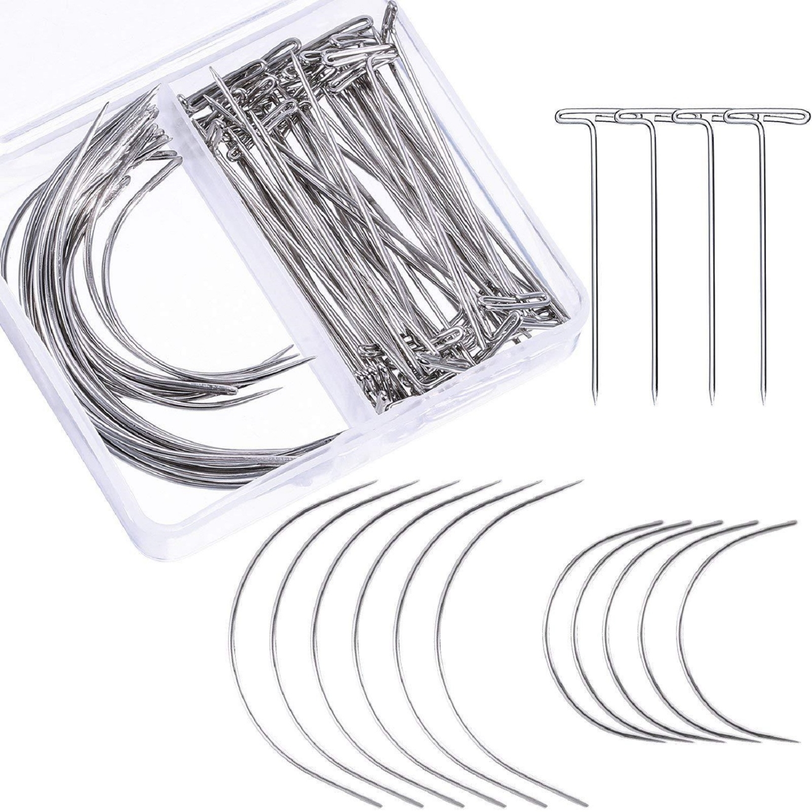 71 Pieces Wig Making Kits Sewing T Pins C Pins and Thread Set Wig Pins DIY