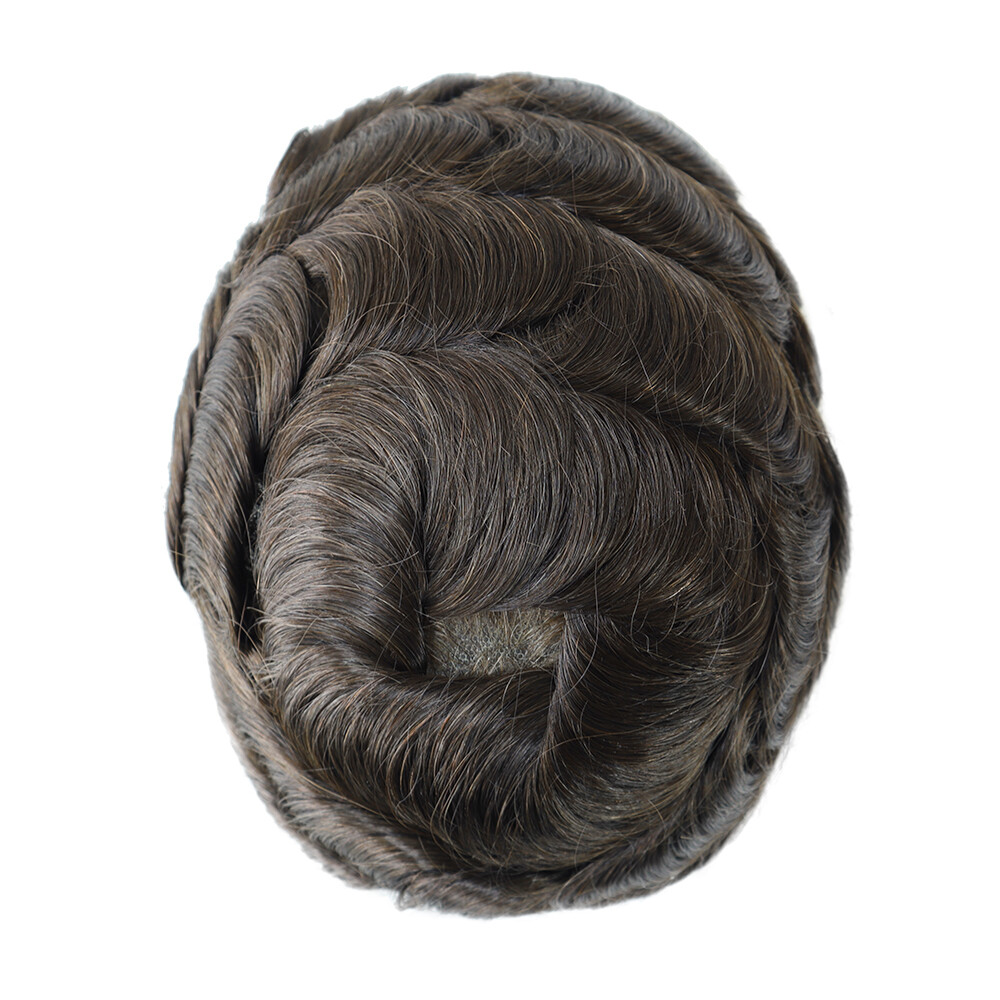 Toupee For Men Human Hair Swiss Lace Replecement System Natural Gent Hairpieces