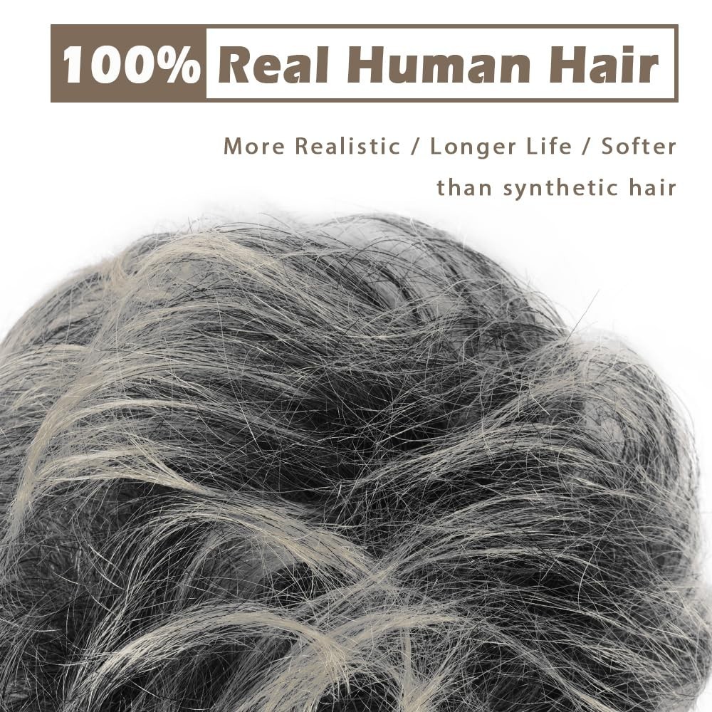 Soft Gray Salt and Pepper Bun – Human Hair Extension
