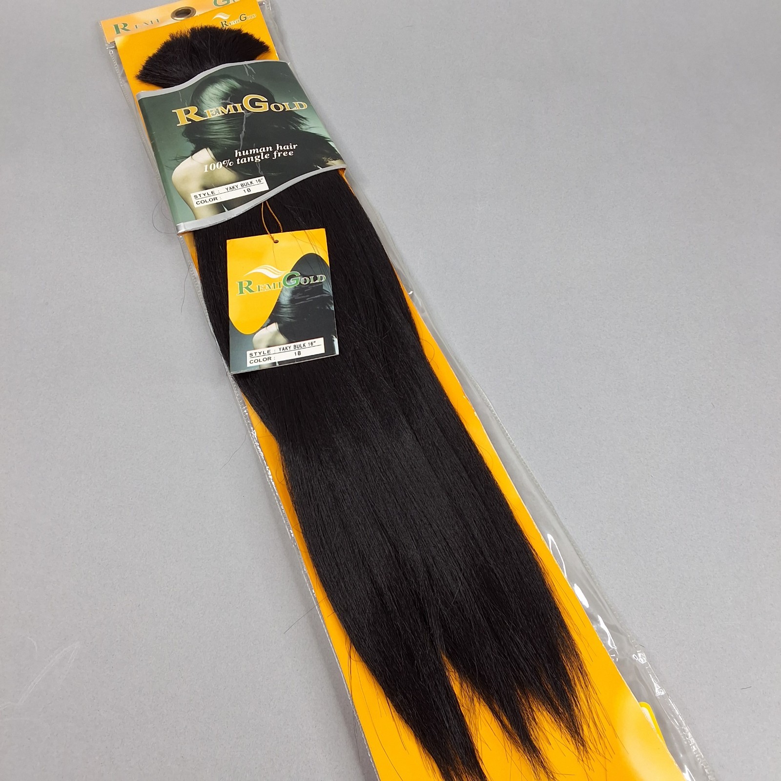 16” #1B Off Black Yaky Straight Bulk Braiding Human Blend Hair by Remi Gold