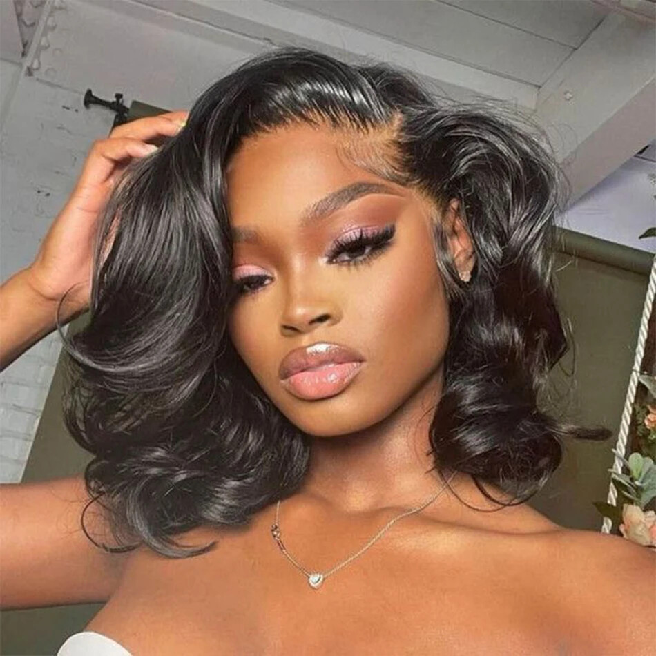 Body Wave Short Bob 4×4 Closure Wig Lace Front Human Hair Wigs Pre Plucked