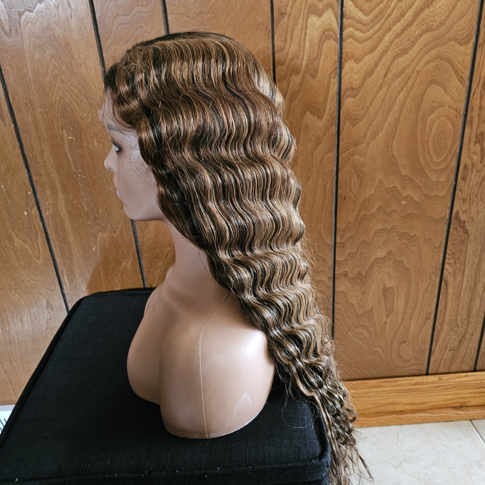 Deep Wave 1B/30 Highlight Ombre SYNTHETIC HUMAN HAIR BLEND Wig 28inch