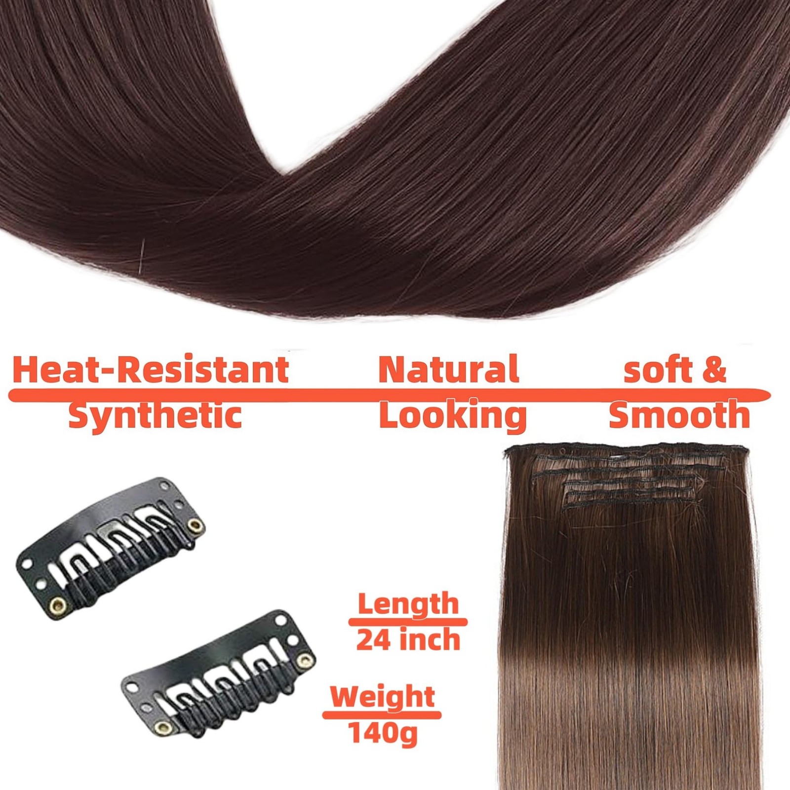 Seamless Clip-in Hair Extensions for Women – 7 Pieces, 140g Valentine’s Day ﻿…