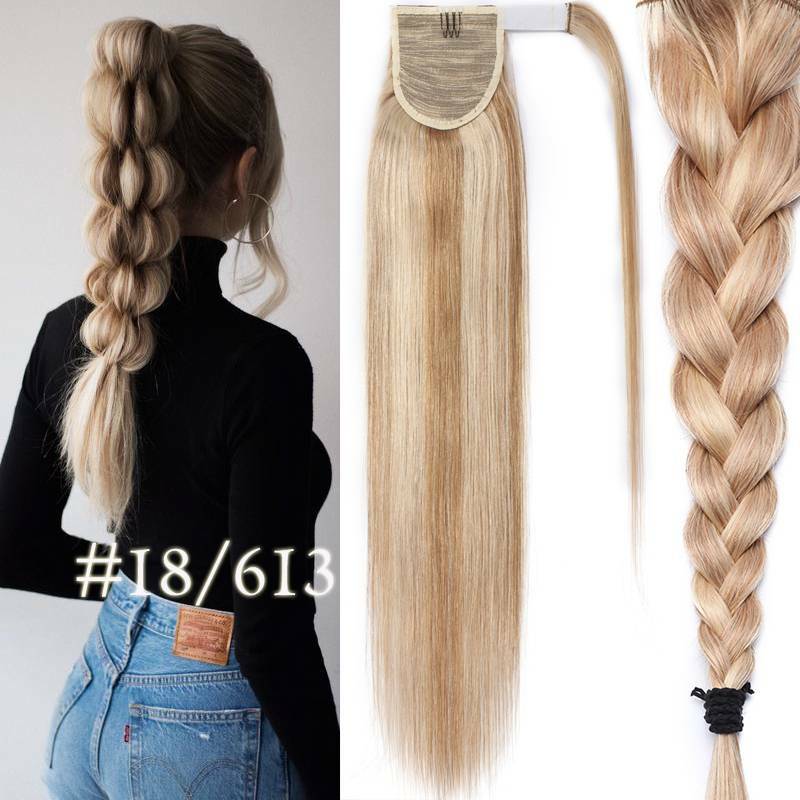 Clip In Ponytail Remy Hair Extensions 100% Real Human Hair Extension Wrap Around
