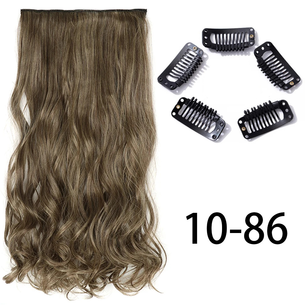 Synthetic Long Straight Clip In Hair Extension 5 Clips Heat Resistant Blonde