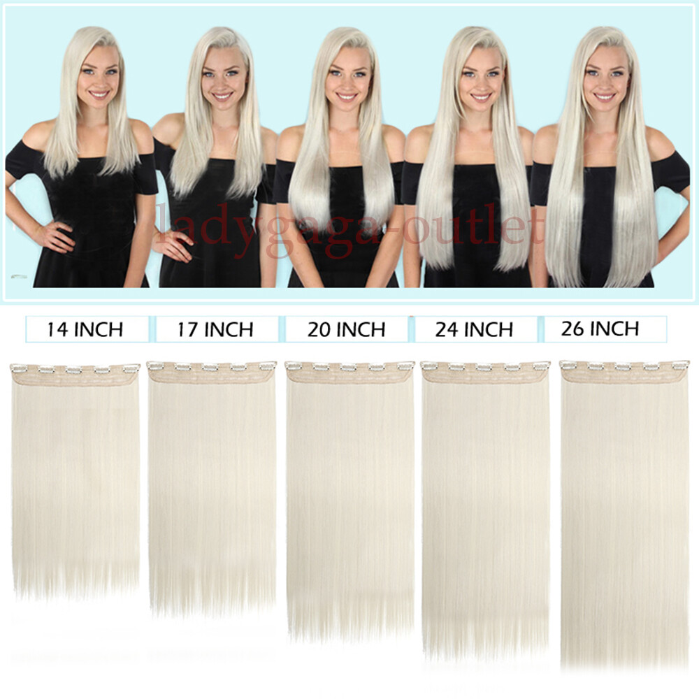 One Piece Full Head Long Thick Clip in Hair Extensions 5 Clips As Human Natural