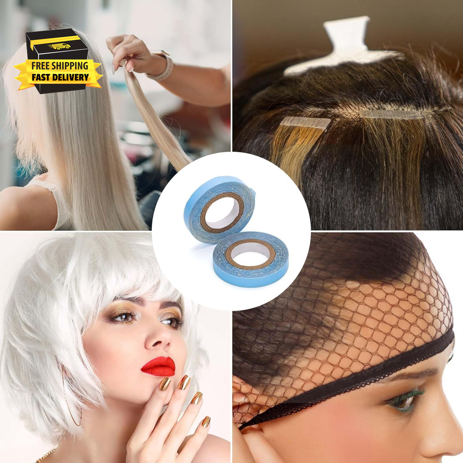 2 Rolls Hair Extension Tape, 9.84 Feet Hair Wig Tape Double Sided Adhesive Tape