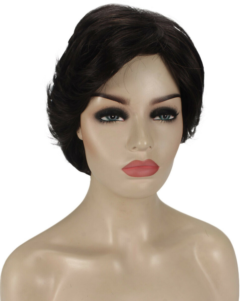 Lana – Straight Kanekalon Synthetic Fiber Full Wig, 3.25 – 6.5 in, Dark Brown