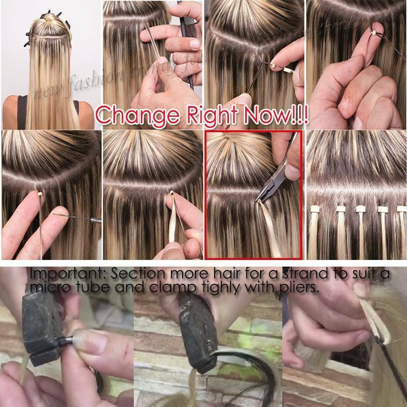 100g Russian 16″-24″ Remy Human Hair Extensions Micro Loop Beads Ring Tip THICK