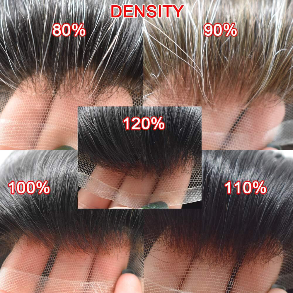 Frontal V-LOOP Hairline PU Thin Skin Toupee Remy 100% Human Hair Hairpiece Wig