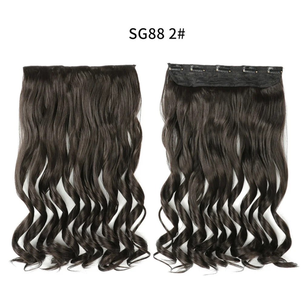 Long Straight 5 Clip In 22Inch Synthetic Hair Extensions Natural Fake Hairpiece