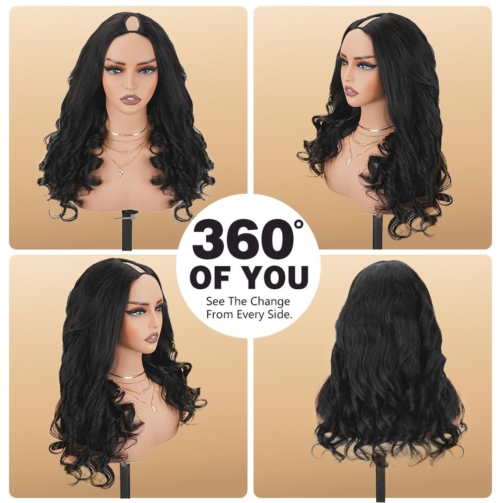 V Part Human Hair Wig Body Wave 250% Density Adjustable Glueless Clip-In 18