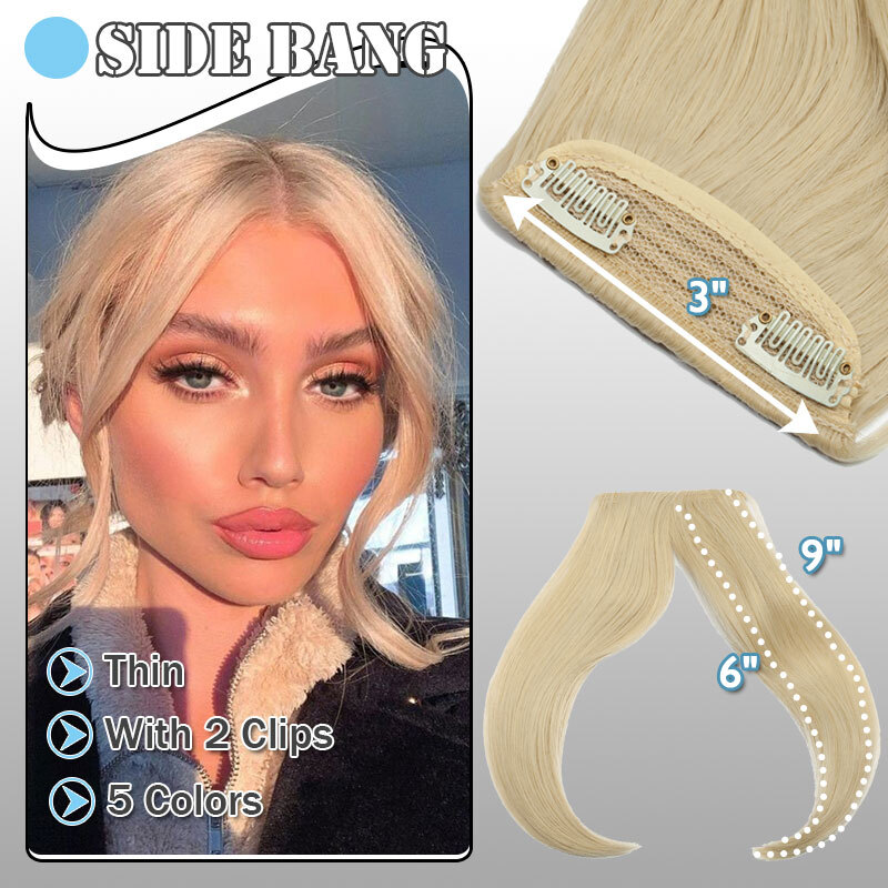 French Fringe Bangs Front Forehead Hairpiece Clip in Hair Extensions As Human