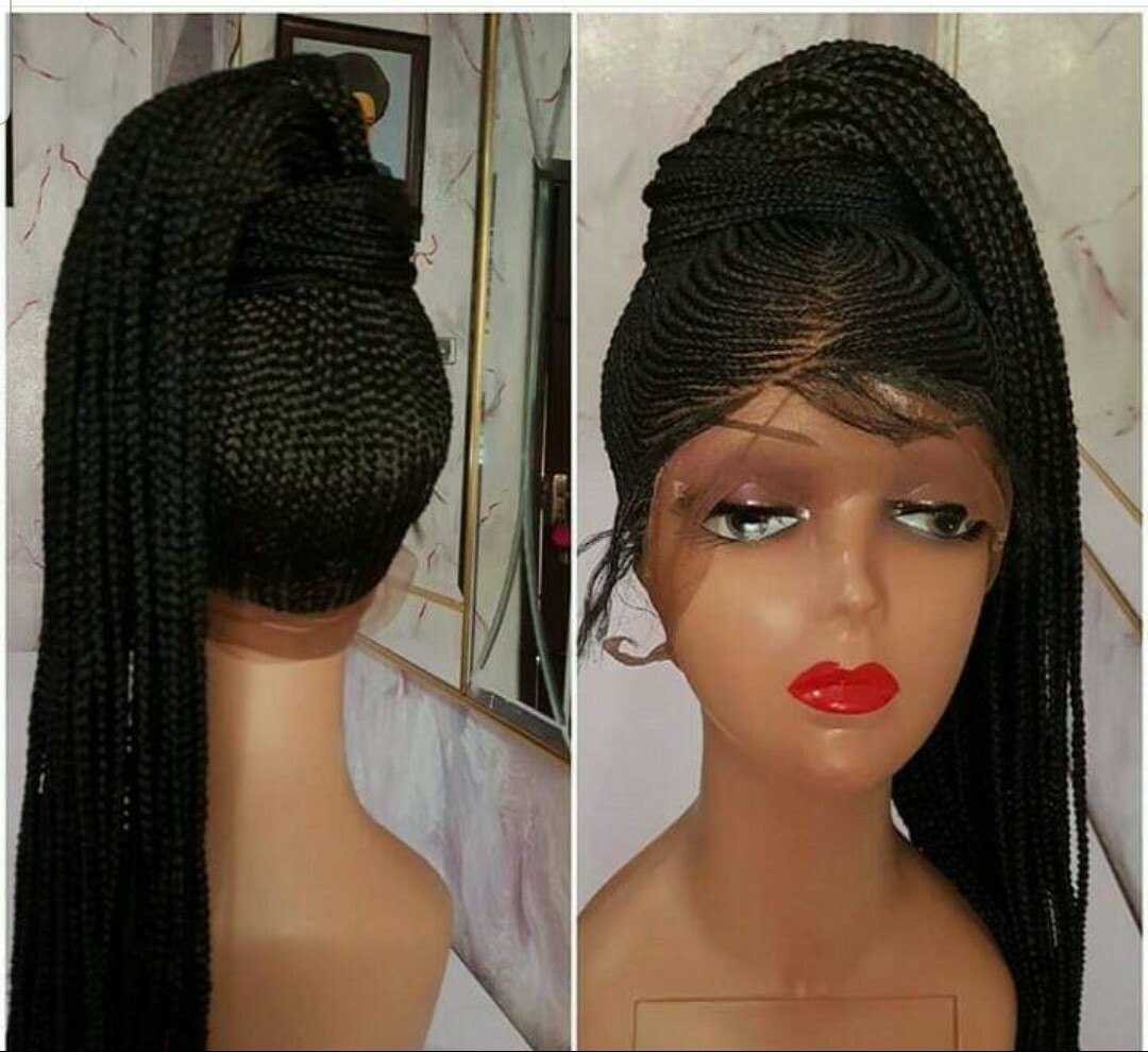 Braided wig:Handmade ponytail Braids Cornrows wigs,PRE-ORDER ONLY.2-3WEEKS.USA