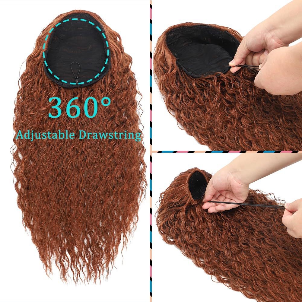 3 in 1 Multi-color Optional Small Kinky Curly Long Wig Heat Resistant Synthetic