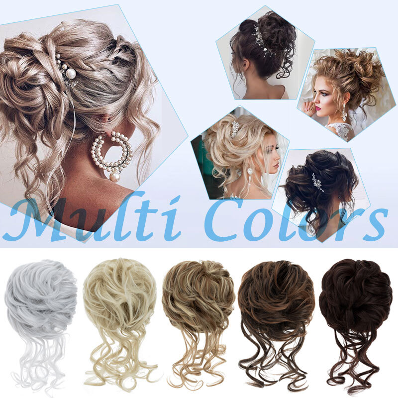 Real THICK Messy Curly Hair Bun Chignon Claw Clip Ponytail Scrunchie Extensions