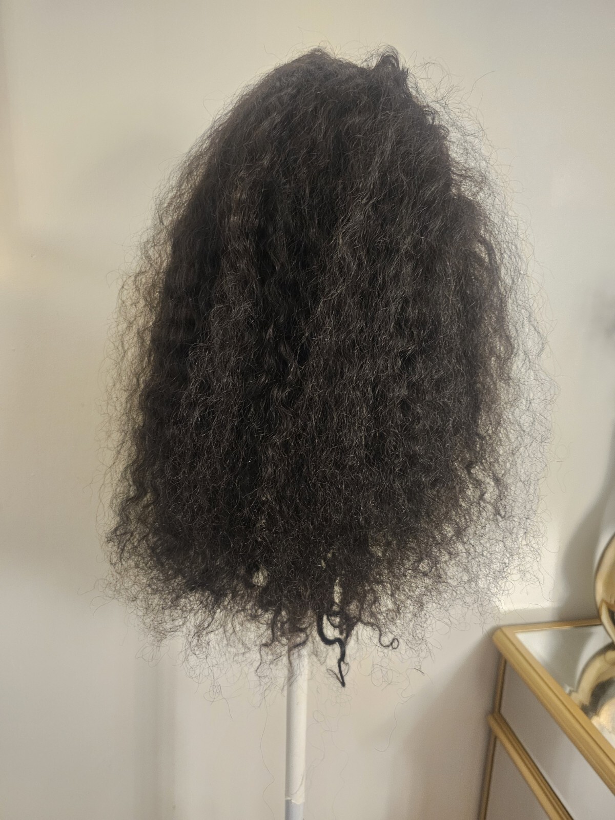 High Quality regular Top Black 20″ curly 150% Virgin Human Hair Lace Wig