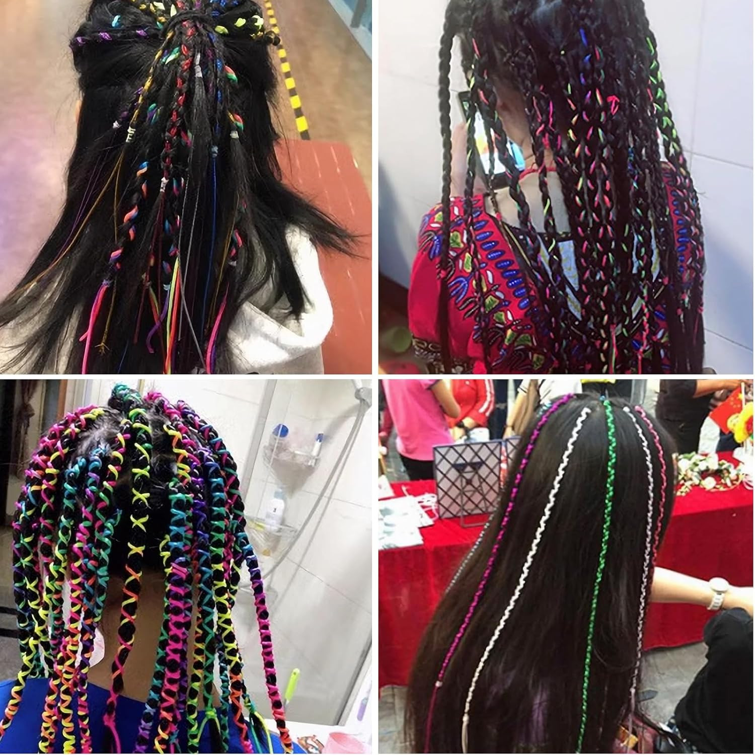 30pcs Multi-Color Hair Rope Set – 82 cm Long 1.5 mm Wide – Braid Hair