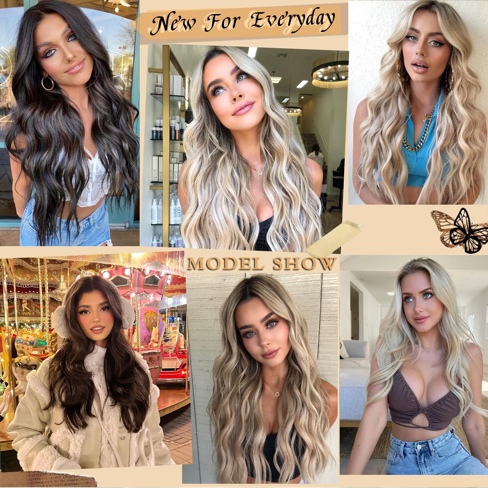 Ombre Blonde Wig 28 Inch Middle Part Wigs for Women Synthetic Hair Long Wavy …