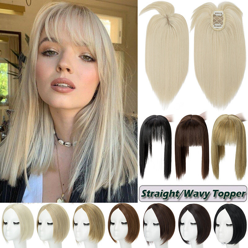 100% Real as Human Remy Hair Topper Toupee Clip in Hairpiece Natural Top Bangs
