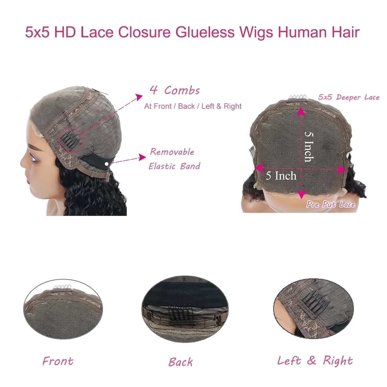 Glueless Human Hair Wigs Deep Wave Curly