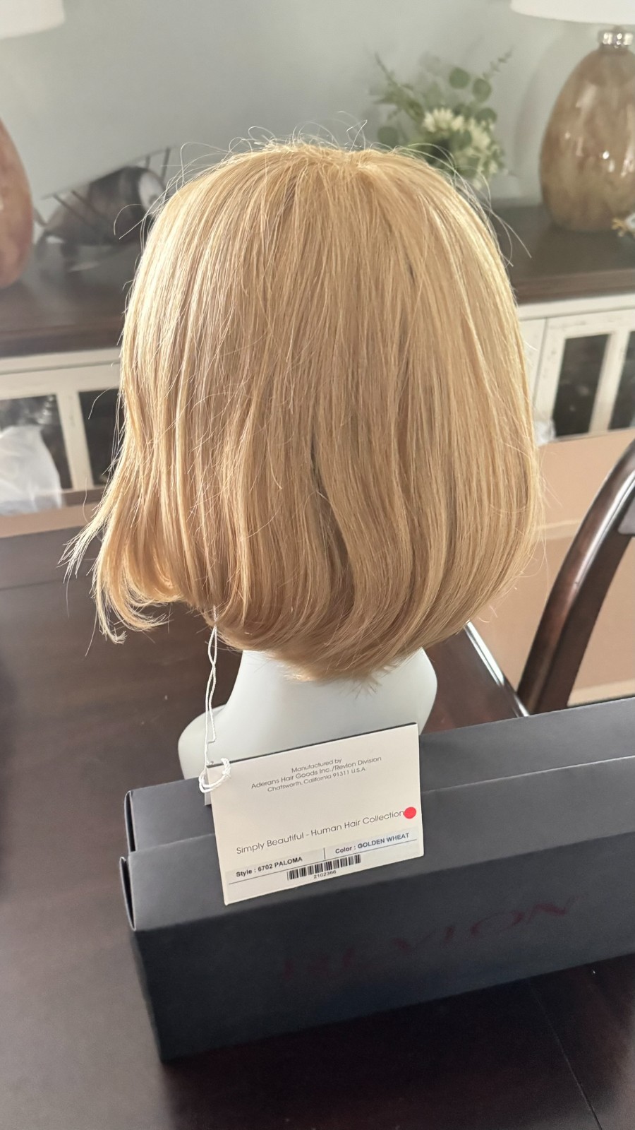 Paloma wig Revlon $Golden Wheat Human Hair Monotop bang bob straight