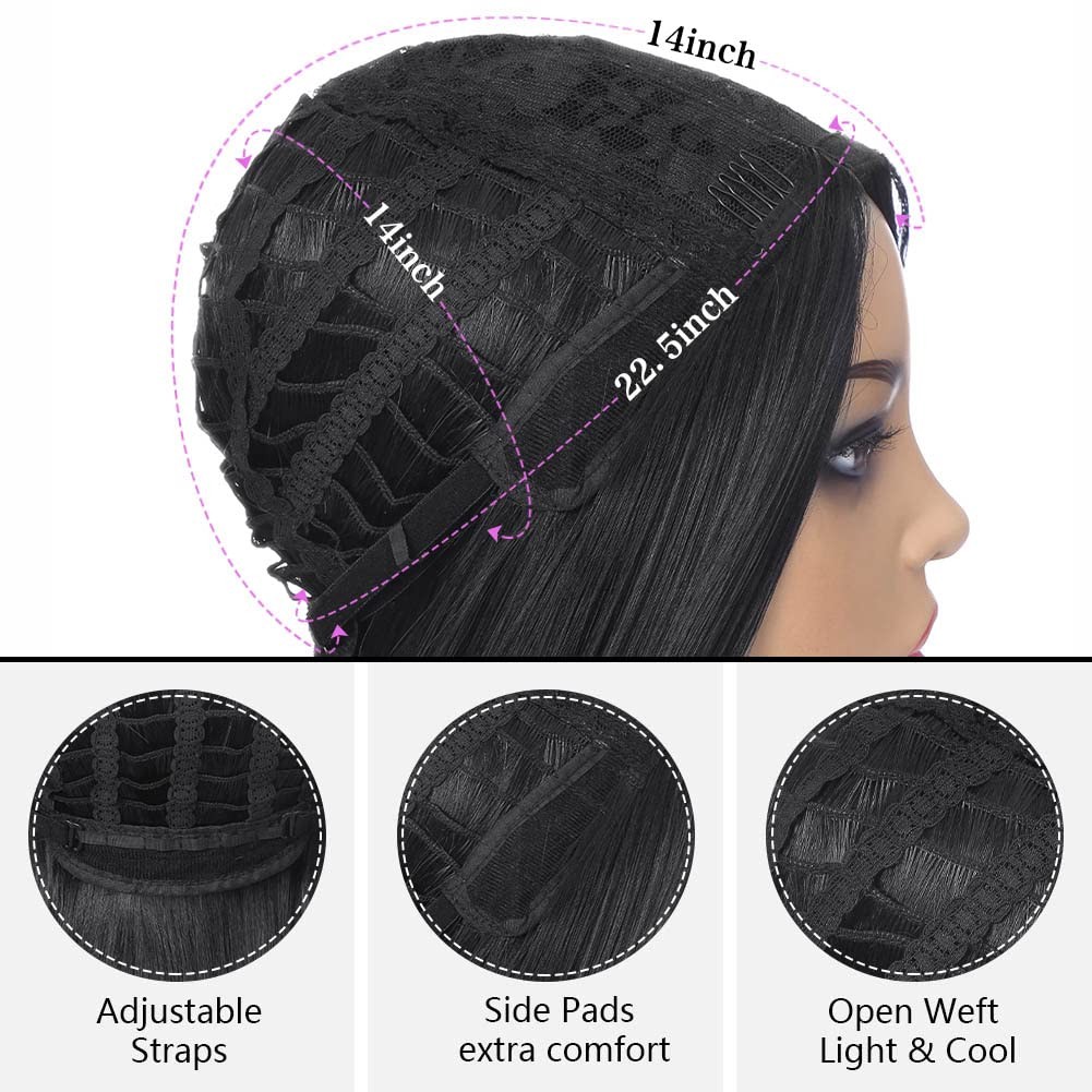 Long Black Wigs Straight Black Hair Dye Wig for Women Middle Part Synthetic H…