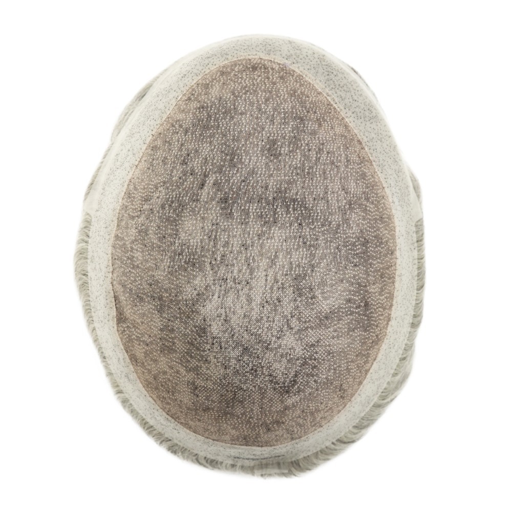 Mens Toupee Human Hair Replacement System Fine Mono Poly Skin Hairpiece 8×10 MPU