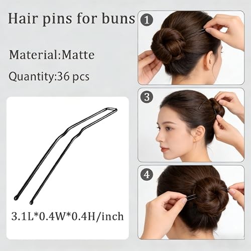 36Pcs Hair Pins for Buns & Updos – Large Bobby Brown – Curved
