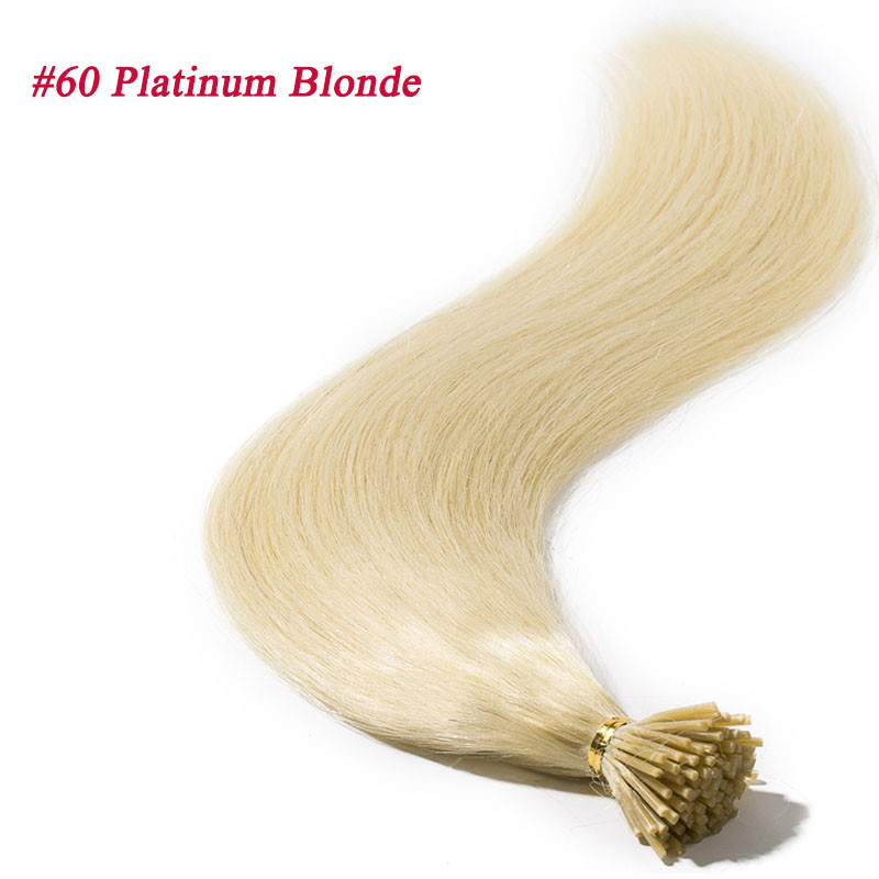 200 Strands Stick I-Tip 100% Real Human Hair Extensions Micro Ring Beads 100g US