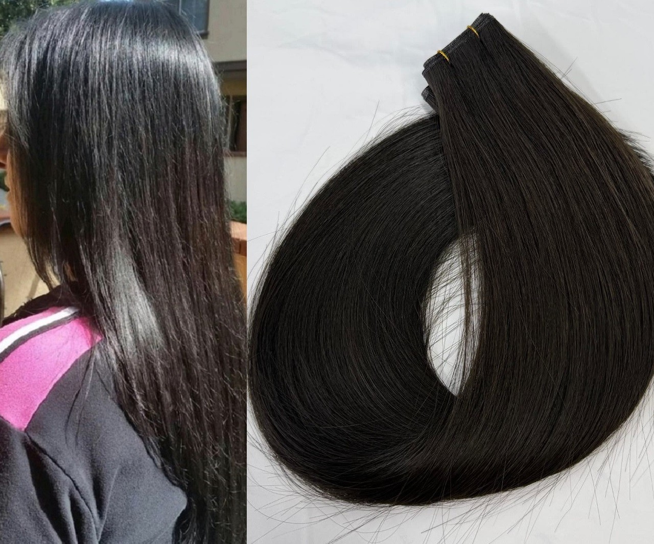 18″, 22″ Genius Wefts, 50g,100% Human Remy Hair Extensions #1B Off Black