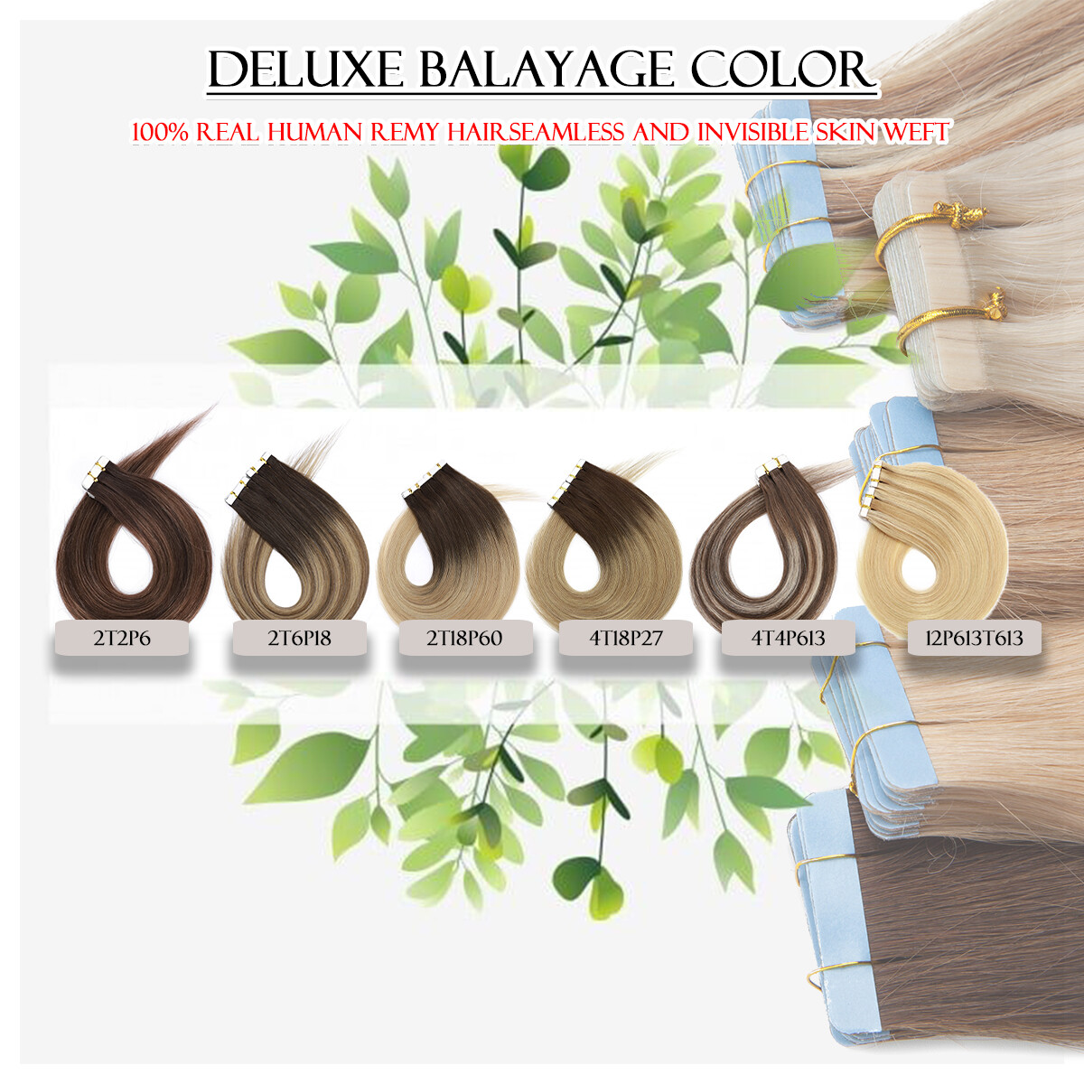 10-80PCS Invisible Tape In Skin Weft Remy Human Hair Extensions Full Head White#