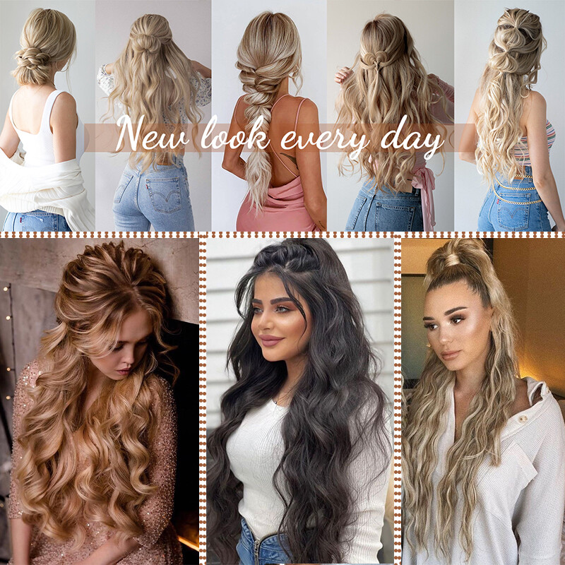 One Piece Invisible Wire Hair Extensions Thick Clip In Hairpiece Real as Human