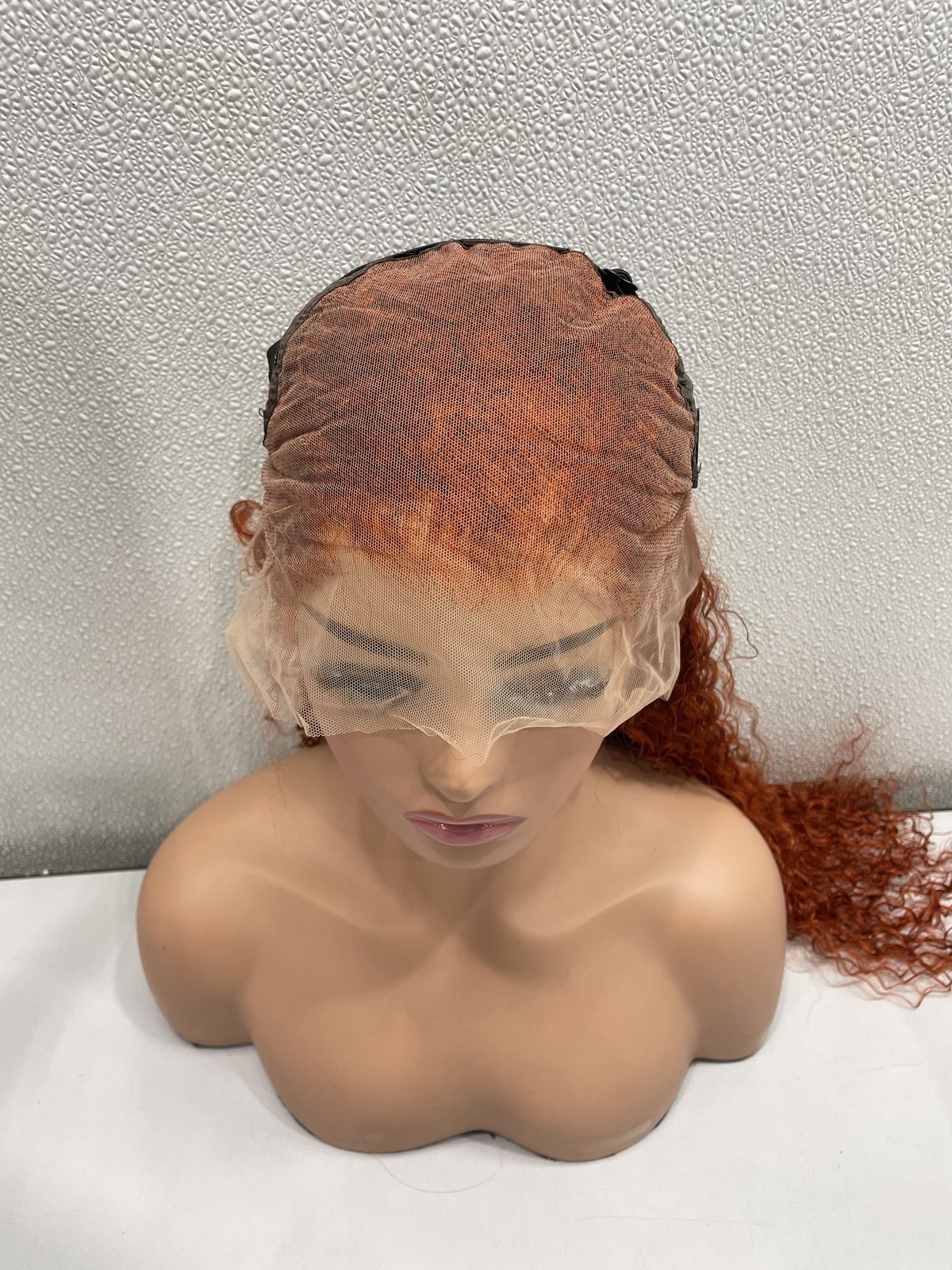 Ginger Curly Human hair Blend Glueless 13×6 Lace Wig 30″