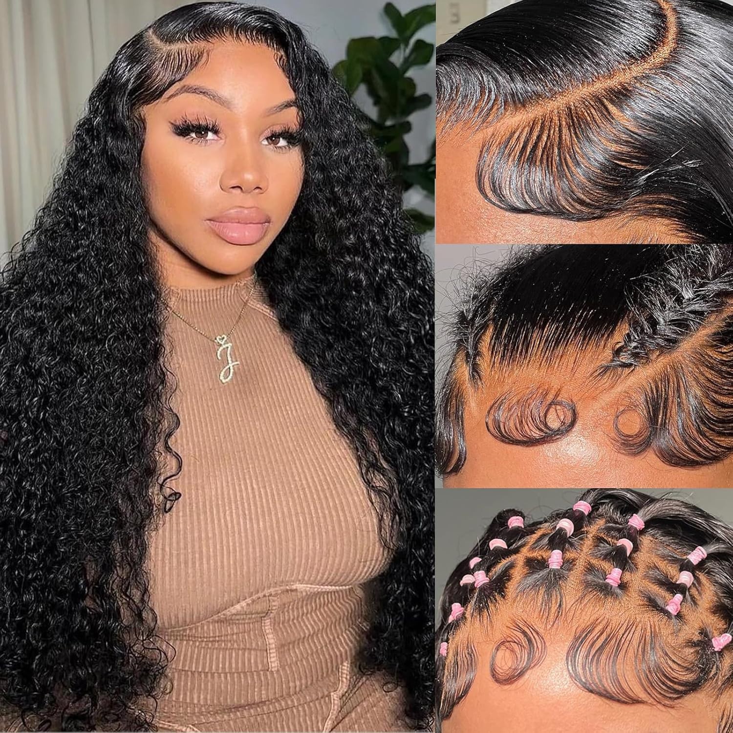 250% Density Transparent Lace Wigs Human Hair 5×5 Natural Color Water Wave