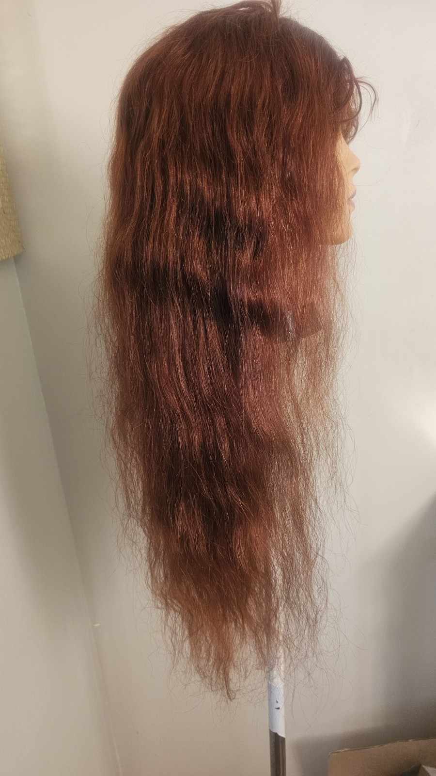 High-Quality Regular Top 26″ Orangish Wavy 150% Virgin Human Hair Lace Wig