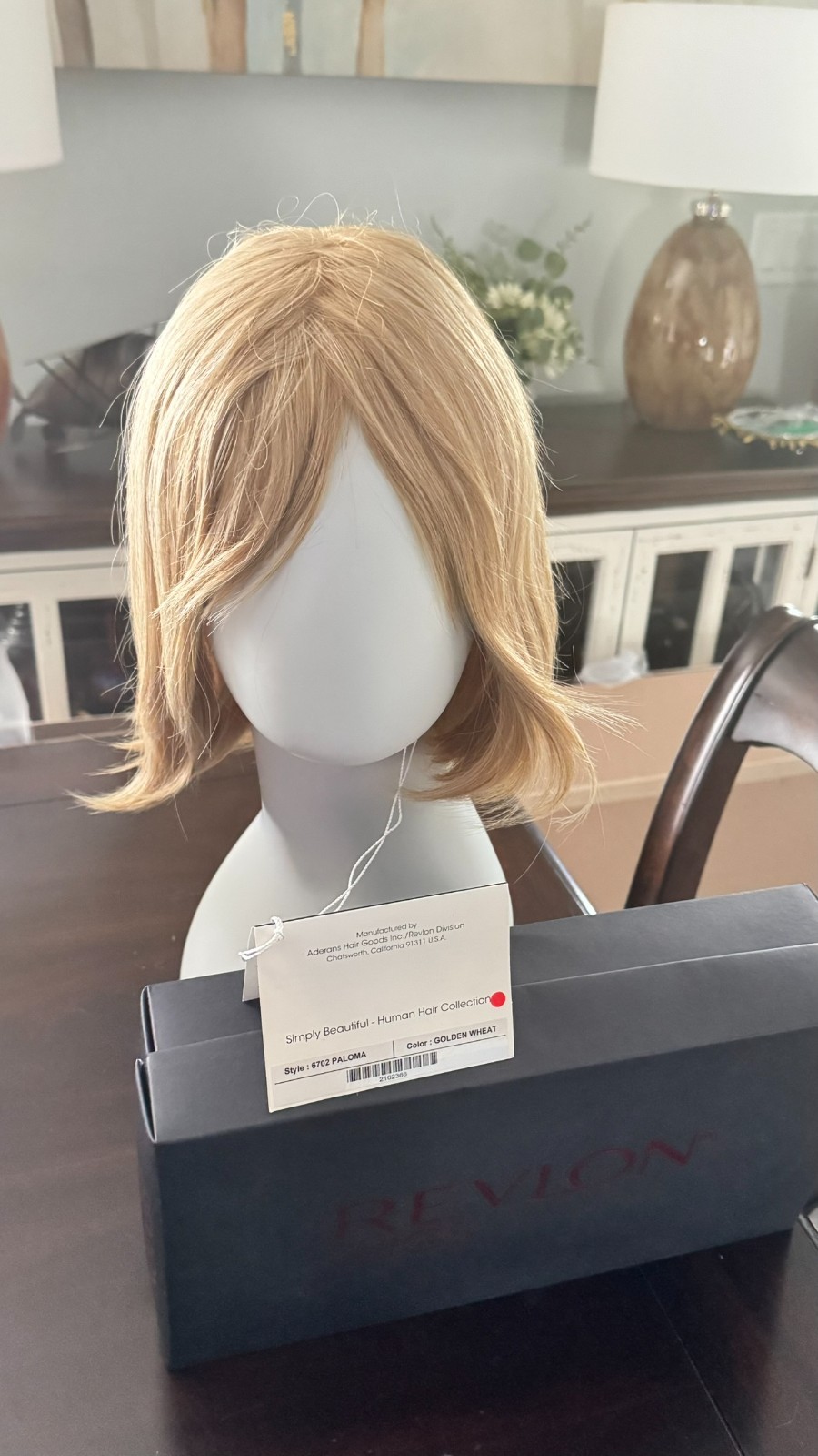 Paloma wig Revlon $Golden Wheat Human Hair Monotop bang bob straight