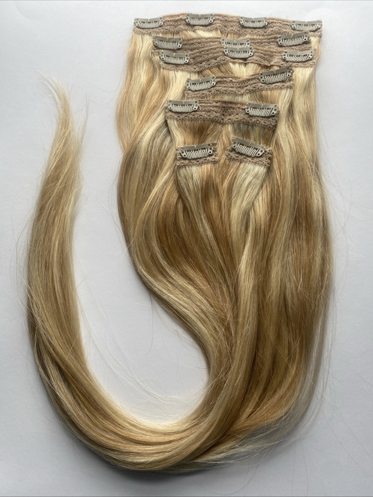Dalise 24″ Clip In Human Hair Extensions Dirty Blonde Bleach Highlight 7pc 120g