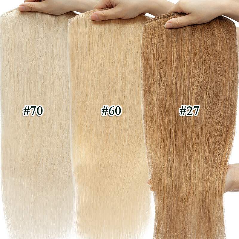 Double Wefts Clip In Russian Remy Human Hair Extensions Blonde Full Head Thick